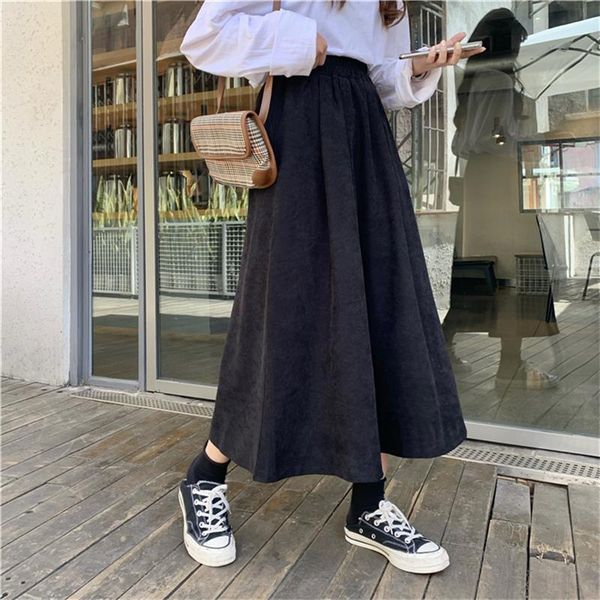 

skirts loose casual vintage high waist skirt 230301, Black