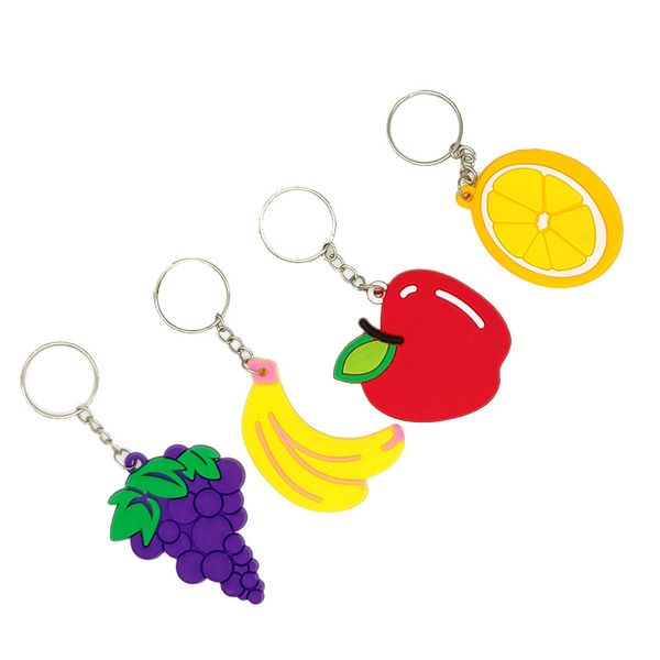 

cartoon fruit keychain pendant children's pvc keychain fashion accessories keyring key chains, Silver