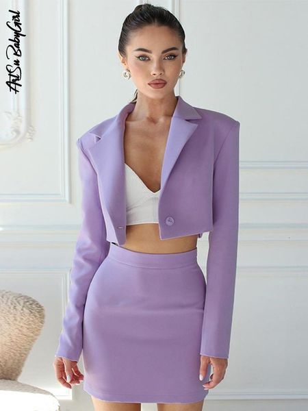 

two piece dress sets women blazer suits long sleeve crop coat high waist mini skirt suit autumn clothes streetwear 2 s outfit 230228, White
