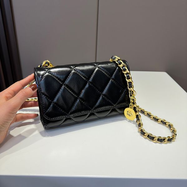 

womens calfskin wallet with chain bags coin charm purse gold metal hardware matelasse chain crossbody shoulder multi pochette designer handb, Red;black