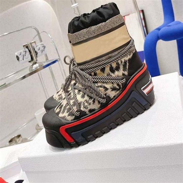 

2021 fashion letter snow boots embroidered woven thick bottom space warm bo ots show party lace up luxury size 35-41252m, Black