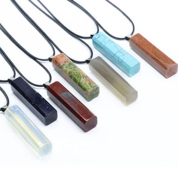 

natural crystal stone silver plated pendant necklaces with rope chain for women men party club decor jewelry