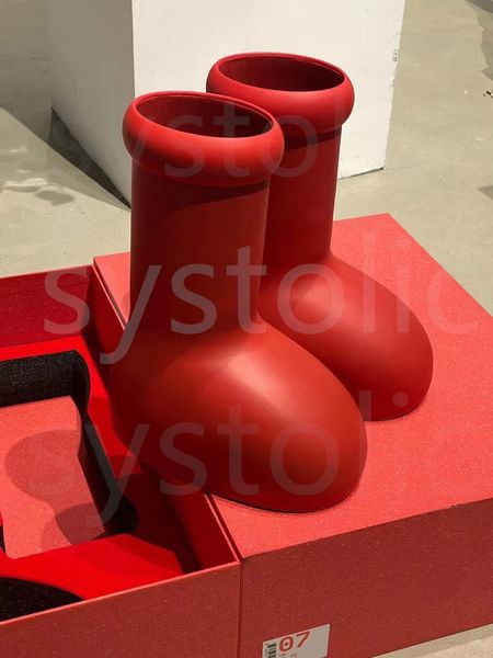 

mschf shoes men women rain boots designers big red boot thick bottom non-slip booties rubber platform bootie fashion astro boy size 35-48