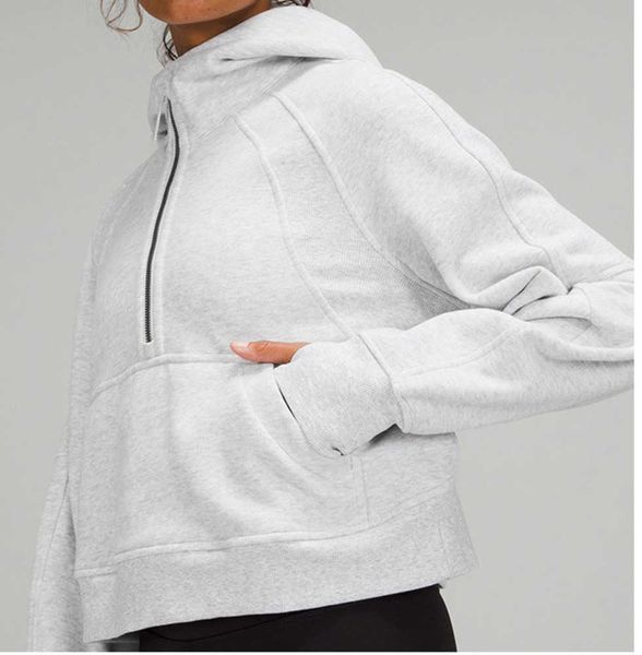 

women's jackets lululemens womens jackets hoodys plus velvet autumn and winter yoga hoodie scuba thickening sports half zipper terry de, Black;brown