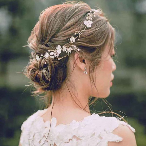 

headpieces beads flower headpieces women pearl hair vine silver rose gold elegant girls 100cm hairband tiara for wedding hair accessory