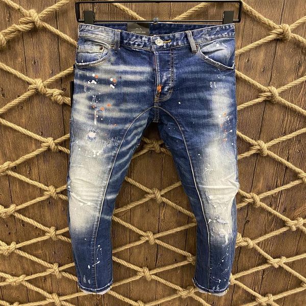 

2021 italian european and american fashion men's casual jeans high-grade washing pure hand grinding quality optimization l306j, Blue