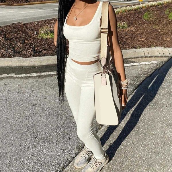 

internet casual sports solid color pant waist tight slimming plus size two piece, White