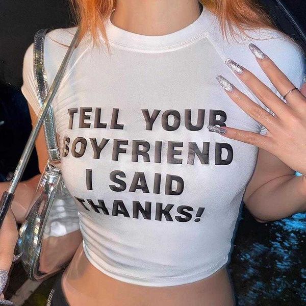 

knitted round neck letter print t shirt short sleeved spring fashion girl, White