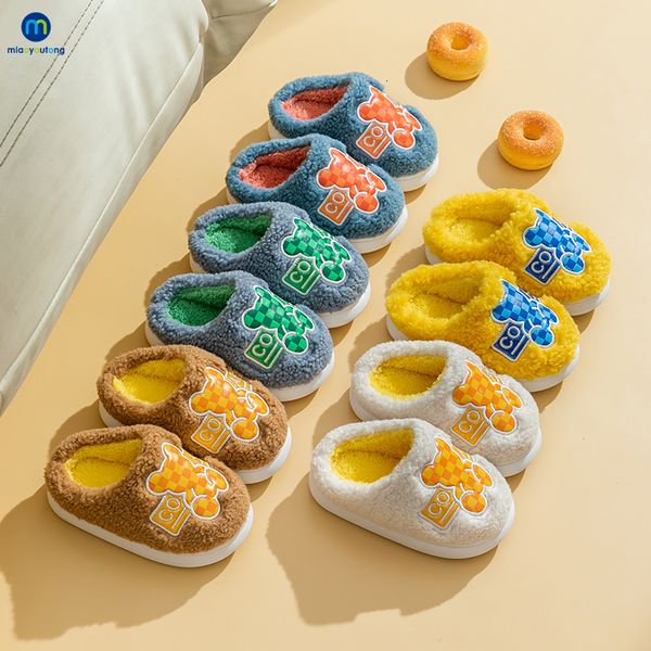 

slipper baby boy child winter warm home slippers for kids young children slippers indoor house toddler girl non-slip shoes miaoyoutong 23030, Black;grey