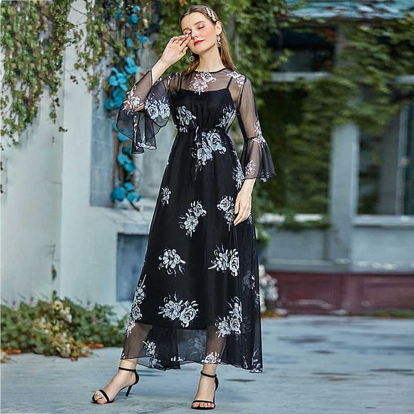 

women's casual dresses ty-59 fashion barba 2023 summer women's splice mh sling dresses, Black;gray