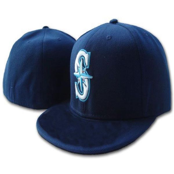 

mariners s letter baseball caps embroidery for women men gorras bones hip pop fashion fitted hats266r, Blue;gray