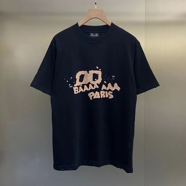 

duyou oversize t shirt with vintage jersey wash letters 100% cotton t-shirt men casuals basic t-shirts women quality classical dy8883, White;black
