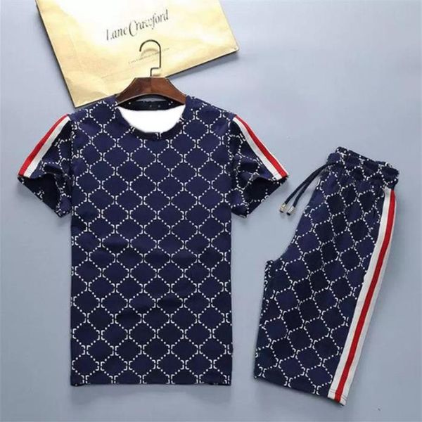

2022 mens fashion tracksuits summer t shirts shorts clothing sets letters casual streetwear trend suits men breathable short bea2395, Gray