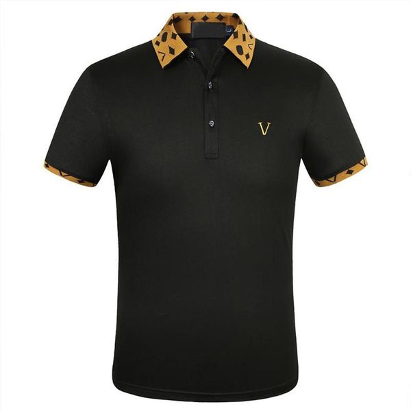 

2021 luxury europe paris patchwork men polo tshirt fashion mens designer t shirt casual menss clothes medusas cotton tee luxurys p265m, White;black