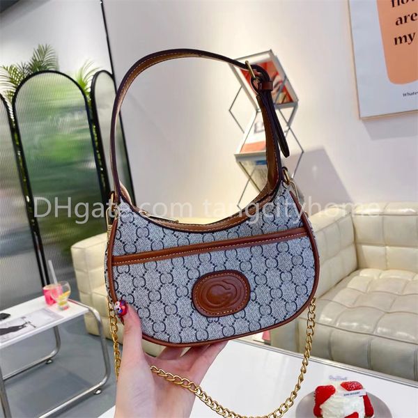 

designer marmont half moon shoulder bags women's mini underarm bag vintage handbag with metal chain printed crossbody bag horn shape pu