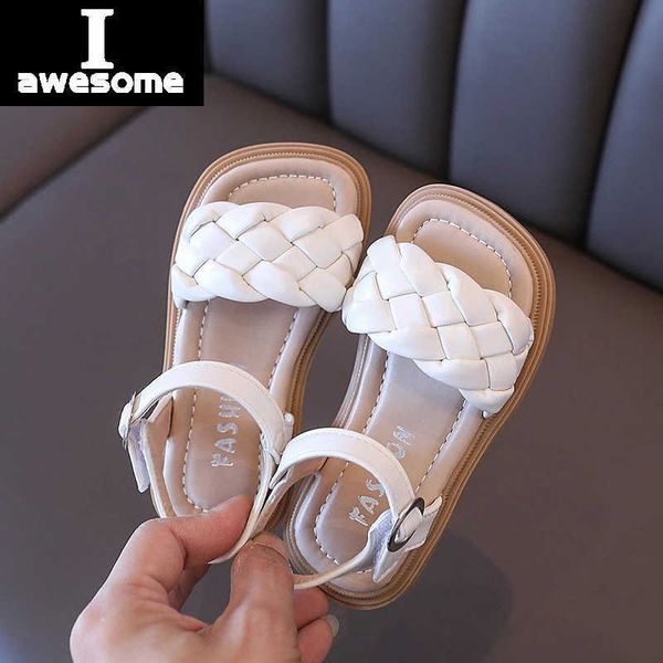 

sandals sandal anak perempuan tenun musim panas 2022 mode balita tali kulit lembut sepatu putri anak-anak sandal ujung terbuka pantai luar r, Black;red