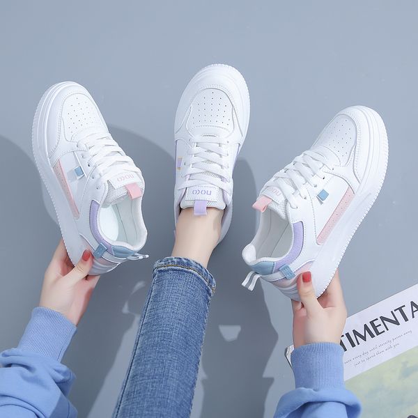 

fashion ale women's flatboard shoes white-pink white-purple spring casual shoes sneakers color12, Black