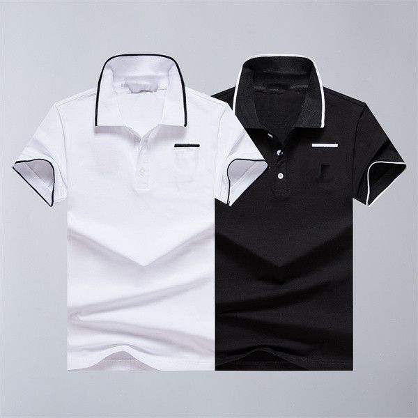 

2023 summer polo shirt men's lapel short sleeve t-shirt european station fashion5, White;black