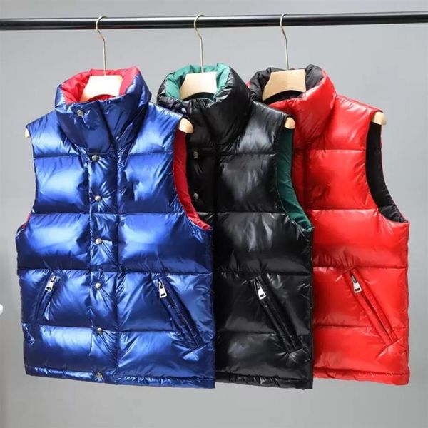 

monclair flocking logo down jacket men and women france tide brand cotton vest hooded drawstring vests2550, Black