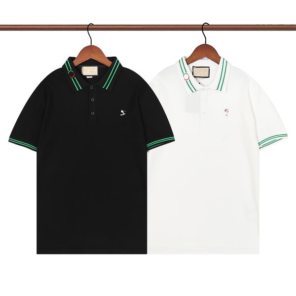 

30% off designer men's polo black and white beige shirt lapel summer casual embroidery 100% cotton brand pattern cotton high street bus, White;black