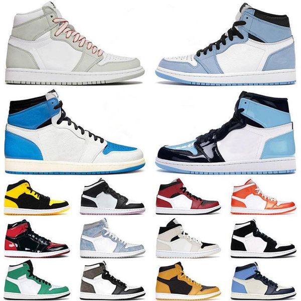 

2021 shoes 1 men 1s university blue seafoam high unc jumpman hyper royal obsidian mens womens trainers sneakers 36-46280g, Black