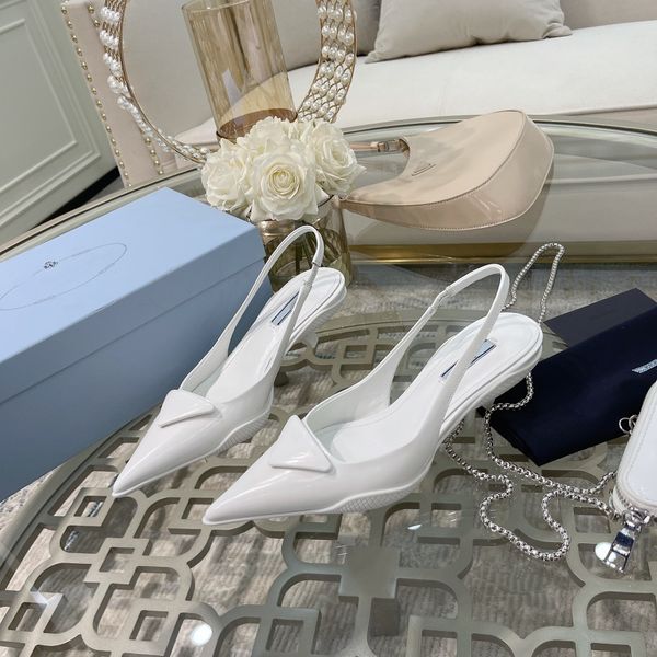 

2023 luxury dress shoes logo print high heel brushed leather pumps black white slingback wedding sandals fashion ladies designer high heel p