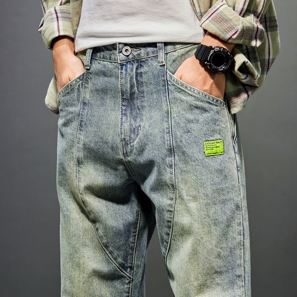 

men's jeans retro blue haren pants jeans men loose fit spring autumn wide leg pants denim trousers men's clothing baggy pants 2303