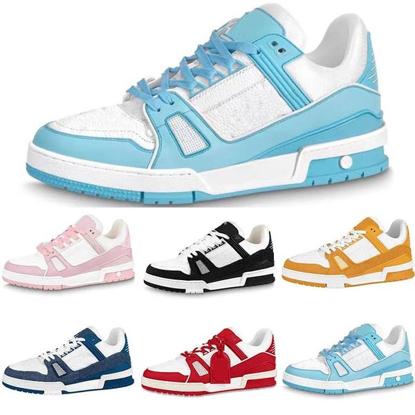 

2023 designer sneaker virgil trainer casual shoes calfskin leather abloh white green red blue letter overlays platform low sneakers size 36-