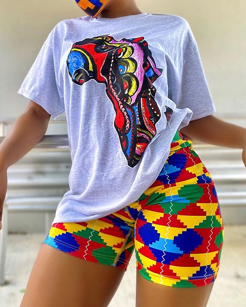 

women's two piece pants print shorts suits women vintage short sleeve shirt and short suit set female casual outfit 230301, White