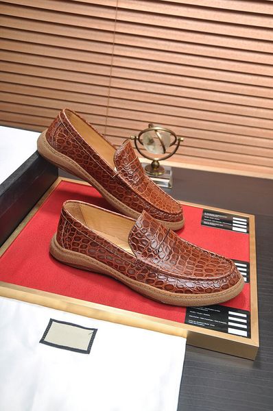 

2023 men formal dress shoes gentlemen business shoes genuine leather loafers mens brand designer party office casual shoes size 38-45, Black