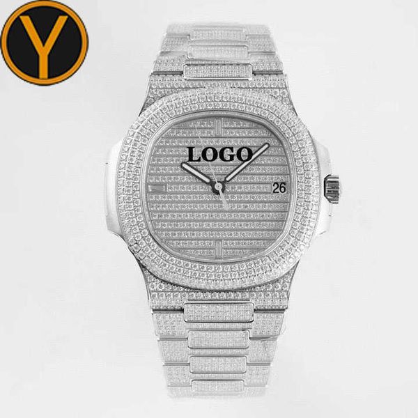 

superclone pp watch sporty elegant full diamond 5711 324sc automatic movement luminous diving watch, Slivery;golden