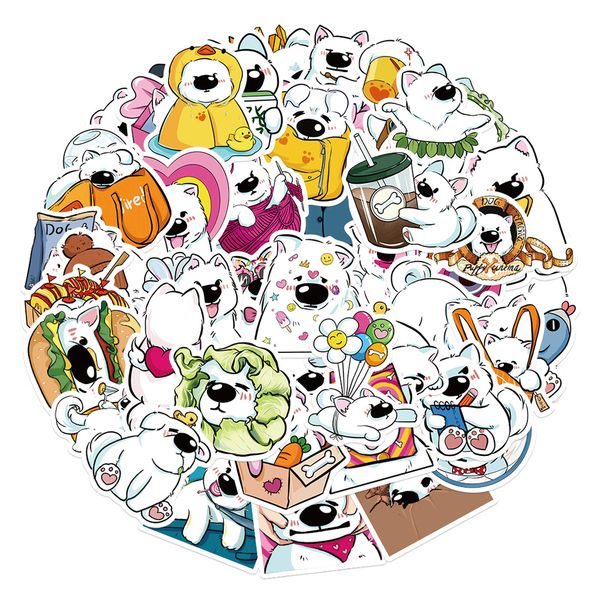 

50pcs samoye dogs stickers for car skateboard lapipad bicycle motorcycle helmet ps4 phone kids toys diy decals pvc water bottle decor