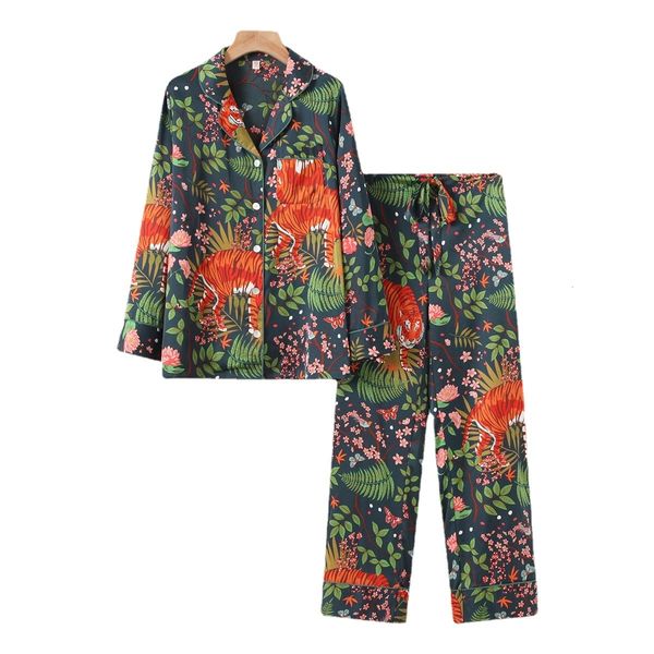 

women's sleepwear cute animals printed long sleeved trouser pajamas suit for women autumn home clothes cotton ladies loungewear pajamas, Black;red