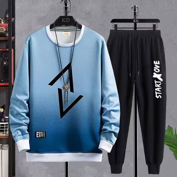 

mens tracksuits spring autumn sets hip hop long sleeve print t shirtssolid color jogger casual pants fashion 2 for men clothing 230301, Gray