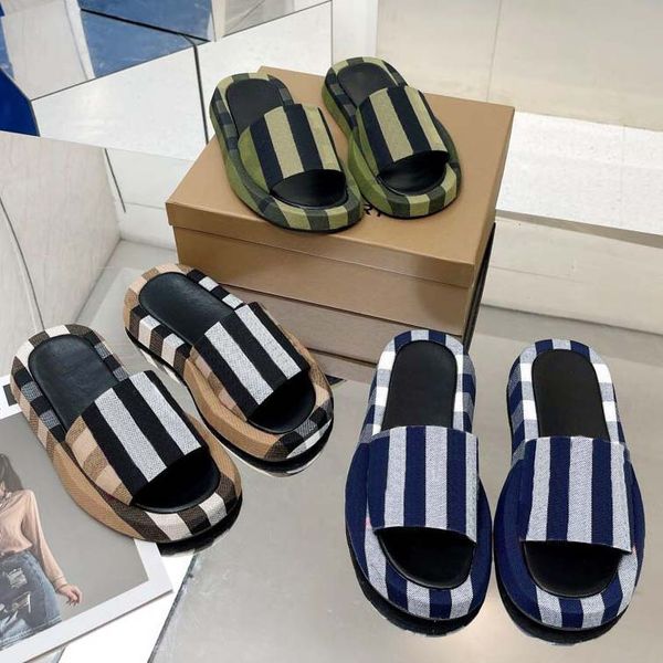 

slippers women fashion letter bur slides luxury summer ladies elling flip flat rubber gear bottoms sandal beach designer shoes, Black