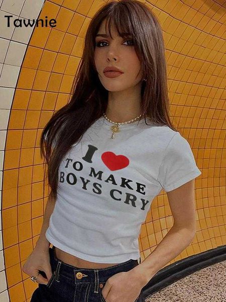 

women's t-shirt tawnie aesthetics letter print baby tees women y2k graphic t shirts fairy grunge short sleeve crop casual streetwear 20, White