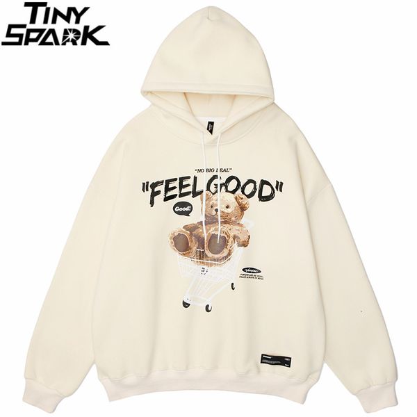 

mens hoodies sweatshirts men hip hop sweatshirt streetwear bear letter shopping cart print pullover autumn harajuku cotton hooded 230301, Black
