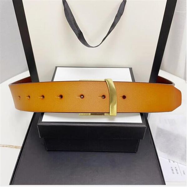 

2021 fashion belt male and female designer large buckle cowhide black brown 2 colors available classic casual 3 8cm with bo249n