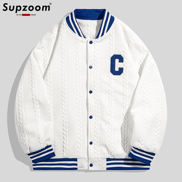 

men's jackets supzoom arrival rib sleeve cotton embroidery letter single breasted casual bomber baseball jacket loose cardigan coat 230, Black;brown