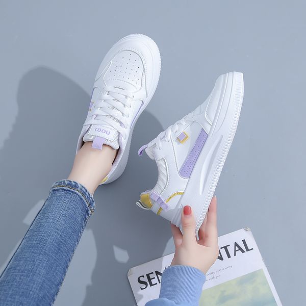 

fashion ale women's flatboard shoes white-pink white-purple spring casual shoes sneakers color9, Black