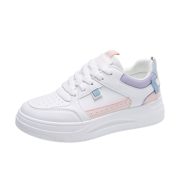 

fashion ale women's flatboard shoes white-pink white-purple spring casual shoes sneakers color28, Black
