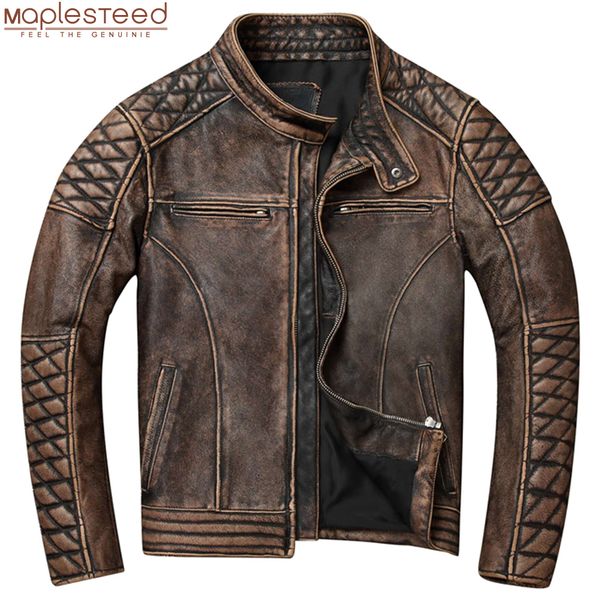 

men's leather faux leather vintage men leather jacket thick 100% genuine cowhide biker jacket slim fit men motorcycle coat autumn asian, Black