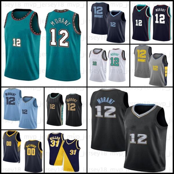 

mens 12 ja jersey morant fans shirt green white bennedict 00 mathurin reggie 31 miller basketball red, Black;red