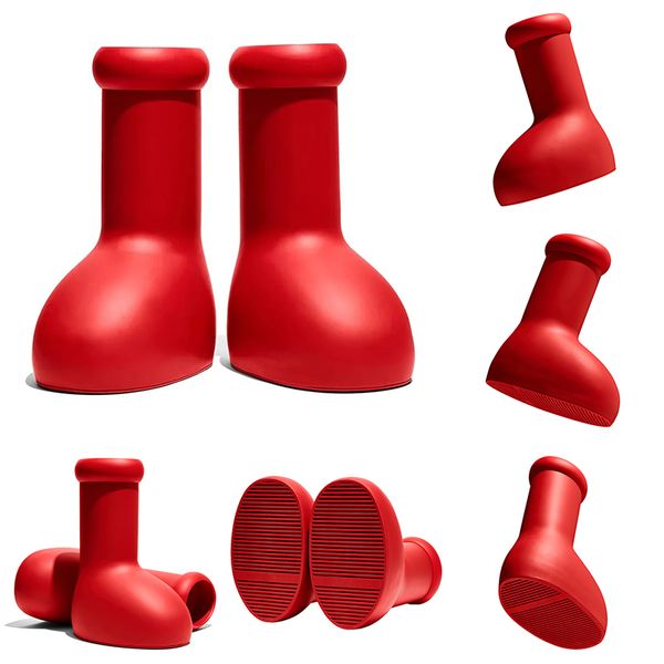 

2023 with box big red boot for men women shoes solid round toe flat eva rubber rain boots casual outdoor sneakers, Black