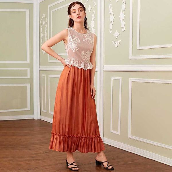 

women's casual dresses mxz-118 women's 2023 summer round neck sleevel high waist open back long pleated dresses, Black;gray