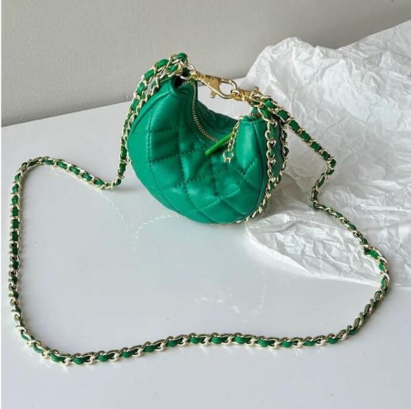 

trend women fashion crescent bag metal letter leather hardware mini shoulder bag matelasse chain designer bag crossbody luxury handbag coin