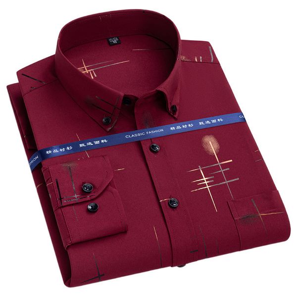 

men s casual shirts mens print spring long sleeve desing non iron thin stretch plaid standard fit holiday wedding party soft 230228, White;black