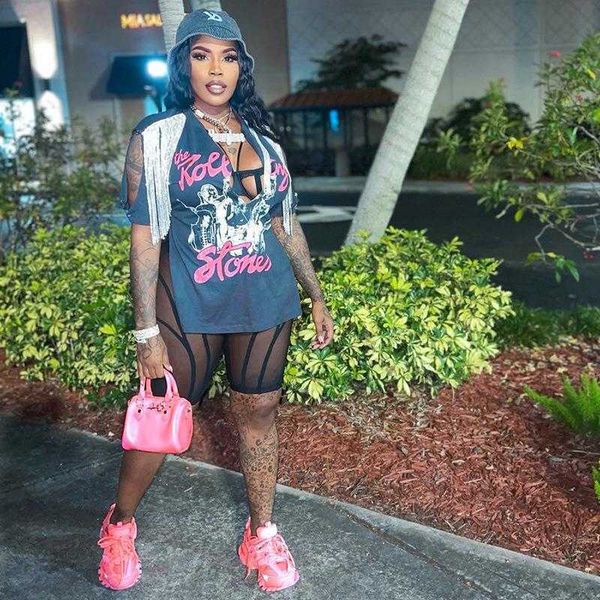 

womens casual shorts tassel printed shirts plus size loose t shirt, White