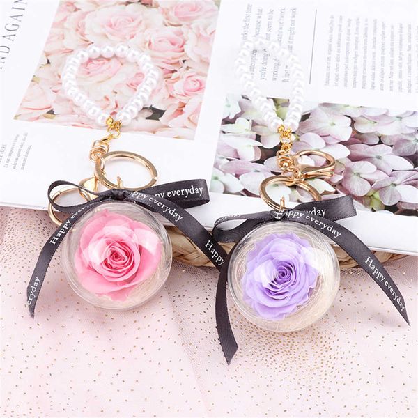 

interior decorations forever pearl chain eternal rose present valentine's day gift bag hanging pendant jewelry ornament car keychain r2