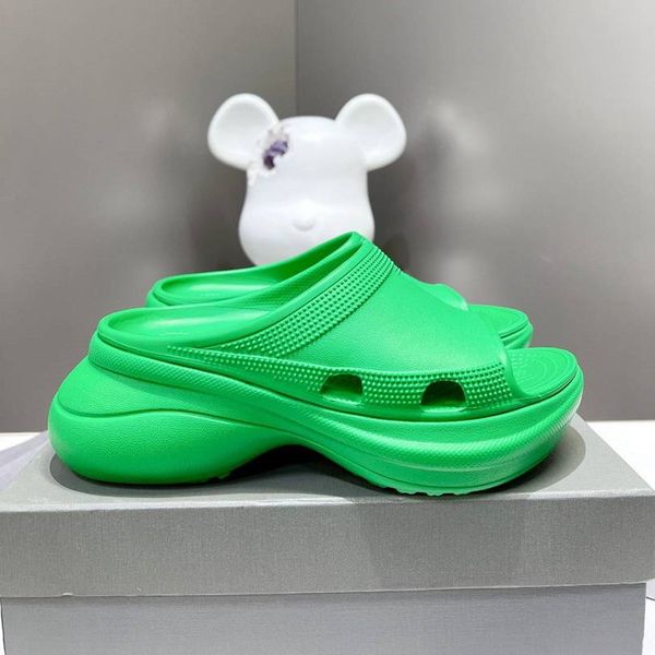 

slippers pool croc slides platform women sandals solid chunky sole balencaigaity rubber foam slide beach shoes summer sports casual high hee, Black